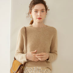 Women’s 100% Cashmere Crewneck Sweater Lightweight Ribbed Pullover