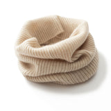 100% Cashmere Ribbed Neck Warmer Soft Knit Infinity Snood
