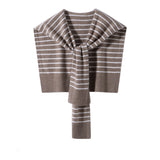 100% Cashmere Striped Knit Shoulder Wrap Shawl Layered Pullover Cape