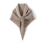 100% Cashmere Houndstooth Triangle Scarf Knit Shawl Wrap