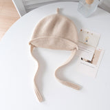 100% Cashmere Baby Hat Winter Soft Knit Beanie with Ear Flaps