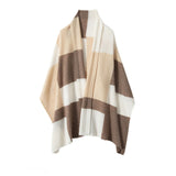 100% Cashmere Color Block Scarf Warm Knit Winter Wrap for Women & Men