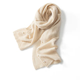 100% Cashmere Pearl Embellished Scarf Soft Knit Winter Wrap for Women