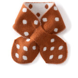 100% Cashmere Polka Dot Scarf Soft Knitted Bow Neck Warmer for Kids