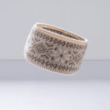 100% Cashmere Nordic Headband Knit Winter Ear Warmer with Snowflake Pattern