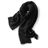 100% Cashmere Pearl Embellished Scarf Soft Knit Winter Wrap for Women