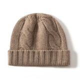 Unisex 100% Cashmere Marled Knit Beanie Hat Winter Warm Folded Cuff Cap