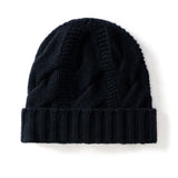 100% Cashmere Cable Knit Slouchy Beanie Winter Thick Hat Unisex