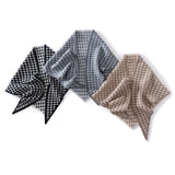 100% Cashmere Houndstooth Triangle Scarf Knit Shawl Wrap