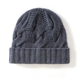 100% Cashmere Cable Knit Slouchy Beanie Winter Thick Hat Unisex