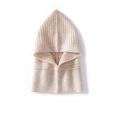100% Cashmere Knit Hood Scarf Winter Warm Balaclava Hat