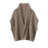 100% Cashmere Ribbed Shawl Vest Open Front Knit Wrap for Women