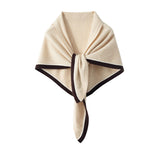 100% Cashmere Triangle Shawl Scarf with Contrast Border Soft Wrap