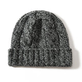 Unisex 100% Cashmere Marled Knit Beanie Hat Winter Warm Folded Cuff Cap