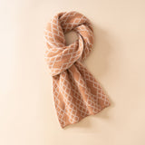 100% Cashmere Diamond Pattern Scarf Knitted Winter Neck Wrap for Women