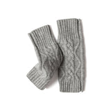 100% Cashmere Knit Fingerless Gloves Winter Warm Cable Knit Wrist Warmers