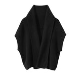 100% Cashmere Ribbed Shawl Vest Open Front Knit Wrap for Women