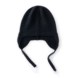 100% Cashmere Ear Flap Beanie Hat Soft Knit Winter Hat with Tie Strings