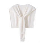 100% Cashmere Knit Shoulder Wrap Soft Cape Sweater Scarf with Front Tie