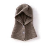 Kids Cashmere Hooded Scarf Soft Knit Winter Warm Beanie Hat for Children