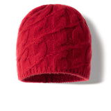 100% Cashmere Thick Cable Knit Beanie Hat for Men Women