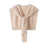 100% Cashmere Knit Shoulder Wrap Soft Cape Sweater Scarf with Front Tie