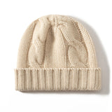 Unisex 100% Cashmere Marled Knit Beanie Hat Winter Warm Folded Cuff Cap
