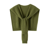 100% Cashmere Knit Shoulder Wrap Soft Cape Sweater Scarf with Front Tie