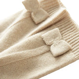 100% Cashmere Women's Bow Touchscreen Knit Winter Warm Gloves