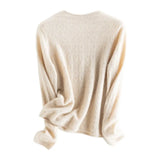 Women's 100% Cashmere Mock Neck Pointelle Knit Sweater