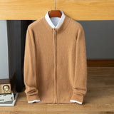 Men’s Cashmere Wool Full-Zip Mock Neck Cardigan Sweater