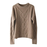 Women’s Crew Neck Cashmere Wool Cable Knit Sweater