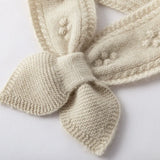 100% Cashmere Floral Knit Neck Scarf with Delicate Embroidered Flower Detail