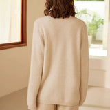 100% Cashmere Blazer Cardigan Button Front Knit Jacket with Pockets