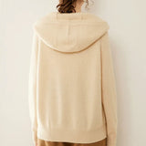 Women’s Cashmere Soft Knit Wool Hooded Zip-Up Cardigan