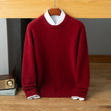 Men’s Cashmere Wool Crew Neck Relaxed Fit Knit Pullover Sweater