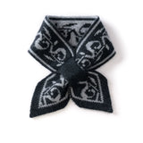 100% Cashmere Bow Scarf Knit Neck Warmer with Patterned Design