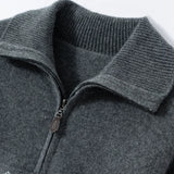 Women’s 100% Cashmere Fair Isle Half-Zip Jacquard Collar Sweater