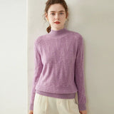 Women’s Cashmere Wool Cable Knit Mock Neck Sweater