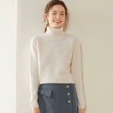 Women’s Cashmere Wool Turtleneck Sweater with Textured Knit