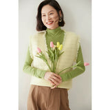 Women’s Fringed V-Neck Cashmere Wool Knit Vest Thick Sleeveless Sweater
