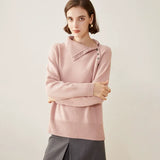 Women's 100% Cashmere Turtleneck Shoulder Button Sweater