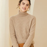 Women’s Cashmere Wool Turtleneck Thick Long Sleeve Knit Sweater