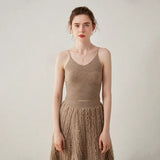 Women’s V-Neck Cashmere Wool Knit Camisole Tank Top