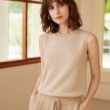 Women’s 100% Cashmere Sleeveless Crew Neck Sweater Vest