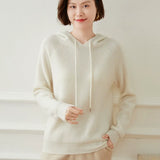Women's Cashmere Wool Blend Hooded Knit Sweater Pullover Hoodie