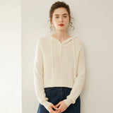 Women’s Cashmere Wool Hooded Henley Sweater