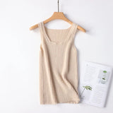 Women’s 100% Cashmere Ribbed U-Neck Slim Fit Knit Tank Top