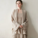 Women’s Cashmere Wool Draped Cardigan Shawl Batwing Sleeve Knit Wrap Coat