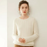 Women’s Cable Knit Crew Neck Cashmere Wool Sweater